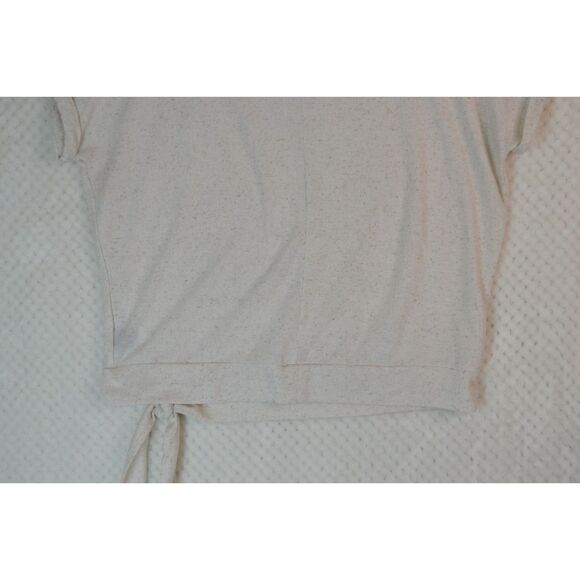 Madison Grey Women's Small Cream Linen Blend Side Tie Short Sleeve Top - Picture 11 of 12